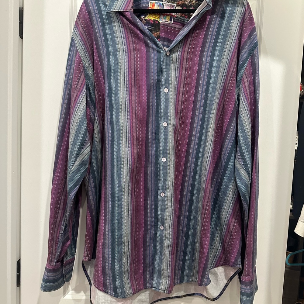 Robert Graham Purple and Blue Striped Shirt